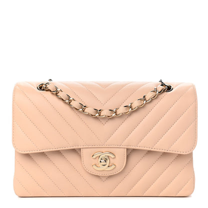 Chanel Caviar Chevron Quilted Small Double Flap Beige 1 of 9