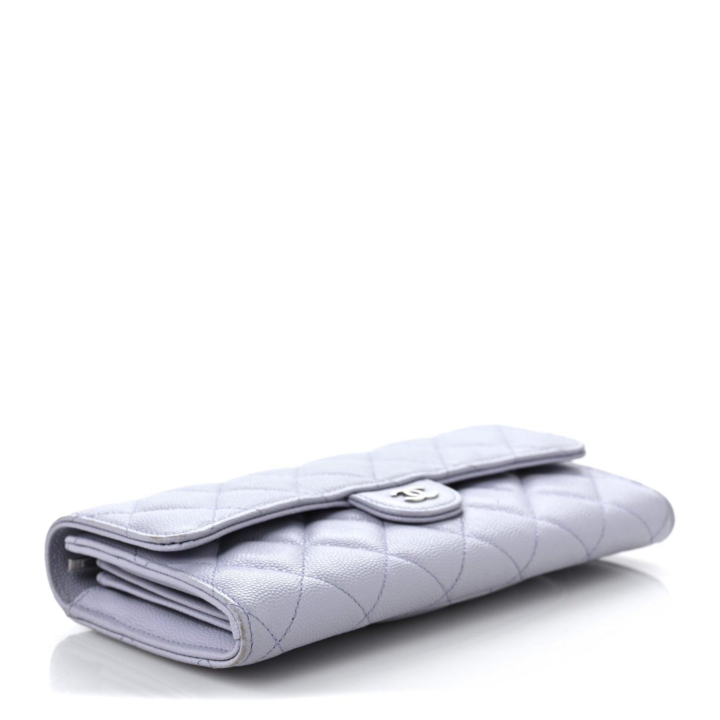 Caviar Quilted Large Flap Wallet Light Purple