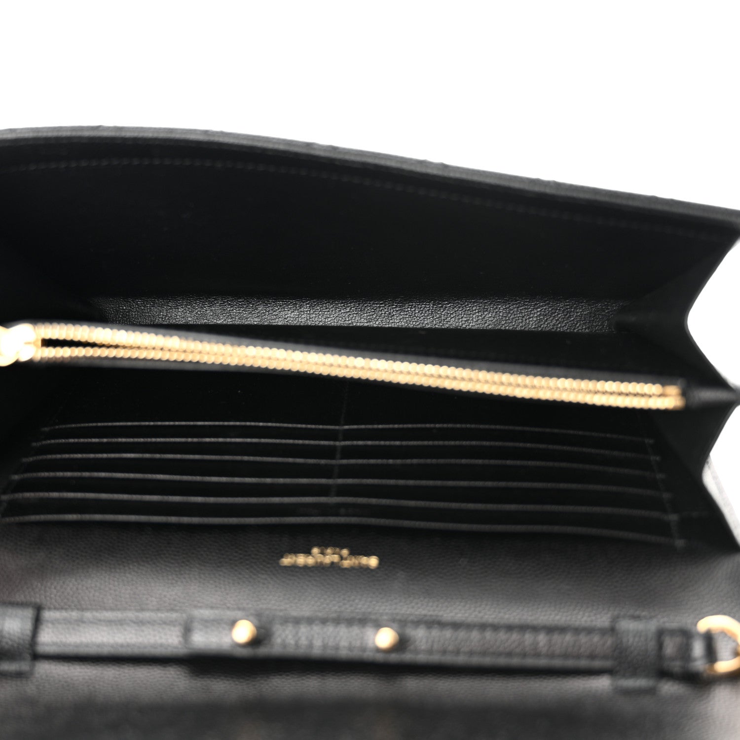 Saint Laurent Grain De Poudre Mixed Matelasse Triquilt Monogram Chain Wallet Black 5 of 12