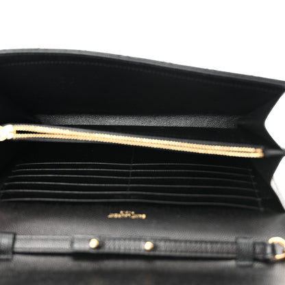 Saint Laurent Grain De Poudre Mixed Matelasse Triquilt Monogram Chain Wallet Black 5 of 12