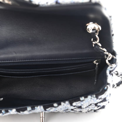 Chanel Tweed Quilted Mini Rectangular Flap Black White Light Blue 6 of 11