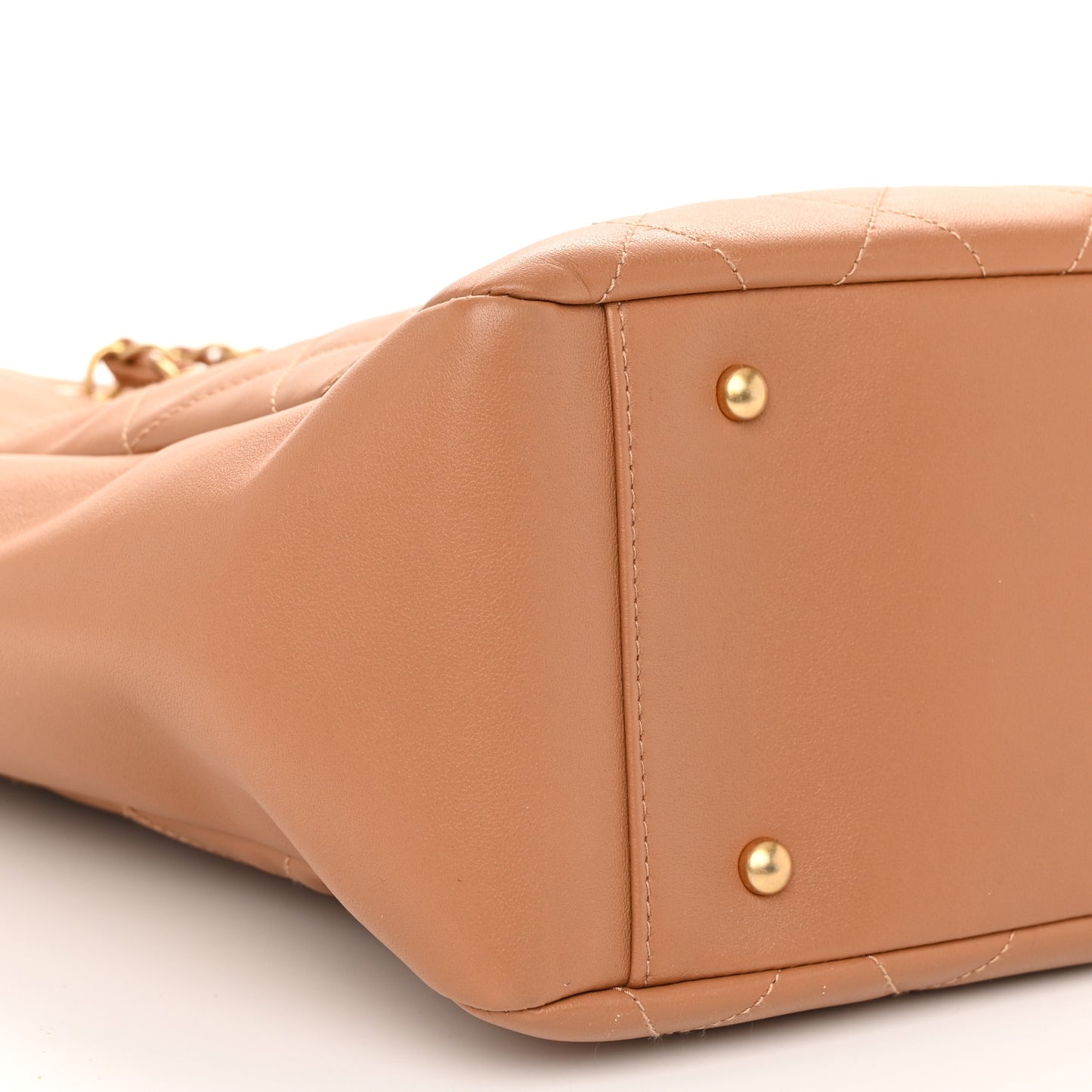 Calfskin Stitched Large Shopping Bag Brown