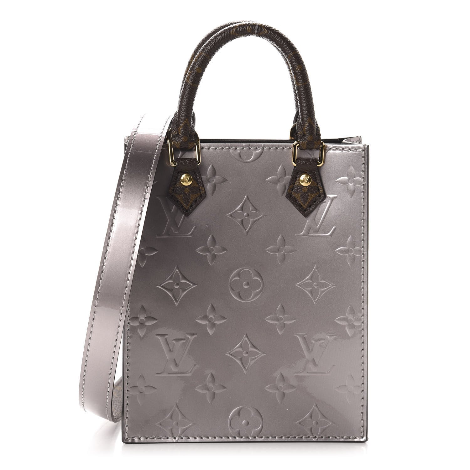 Louis Vuitton Vernis Monogram Petit Sac Plat Taupe Metallise 1 of 11