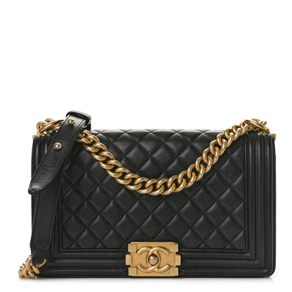 Chanel Lambskin Quilted Medium Boy Flap Black 1 of 14