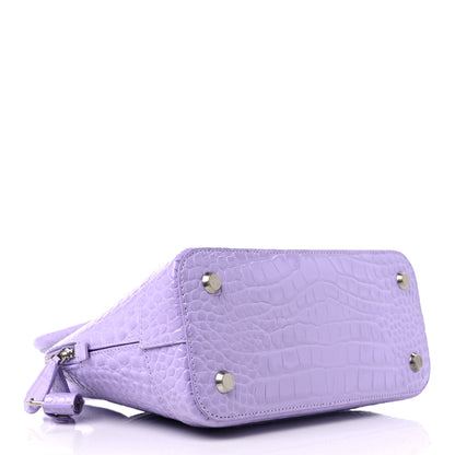 Balenciaga Shiny Calfskin Logo Crocodile Embossed S Ville Top Handle Bag Lilac White 4 of 11