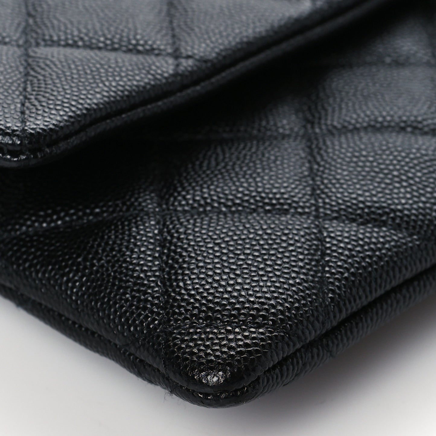 Caviar Quilted Flap Clutch Black