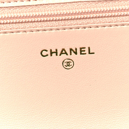 Chanel Lambskin Quilted CC Pearl Crush Wallet on Chain WOC Light Beige 5 of 8