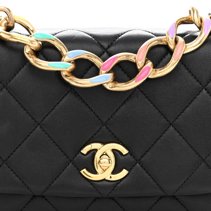 Chanel Lambskin Quilted Small Color Match Flap Black Multicolor 8 of 10