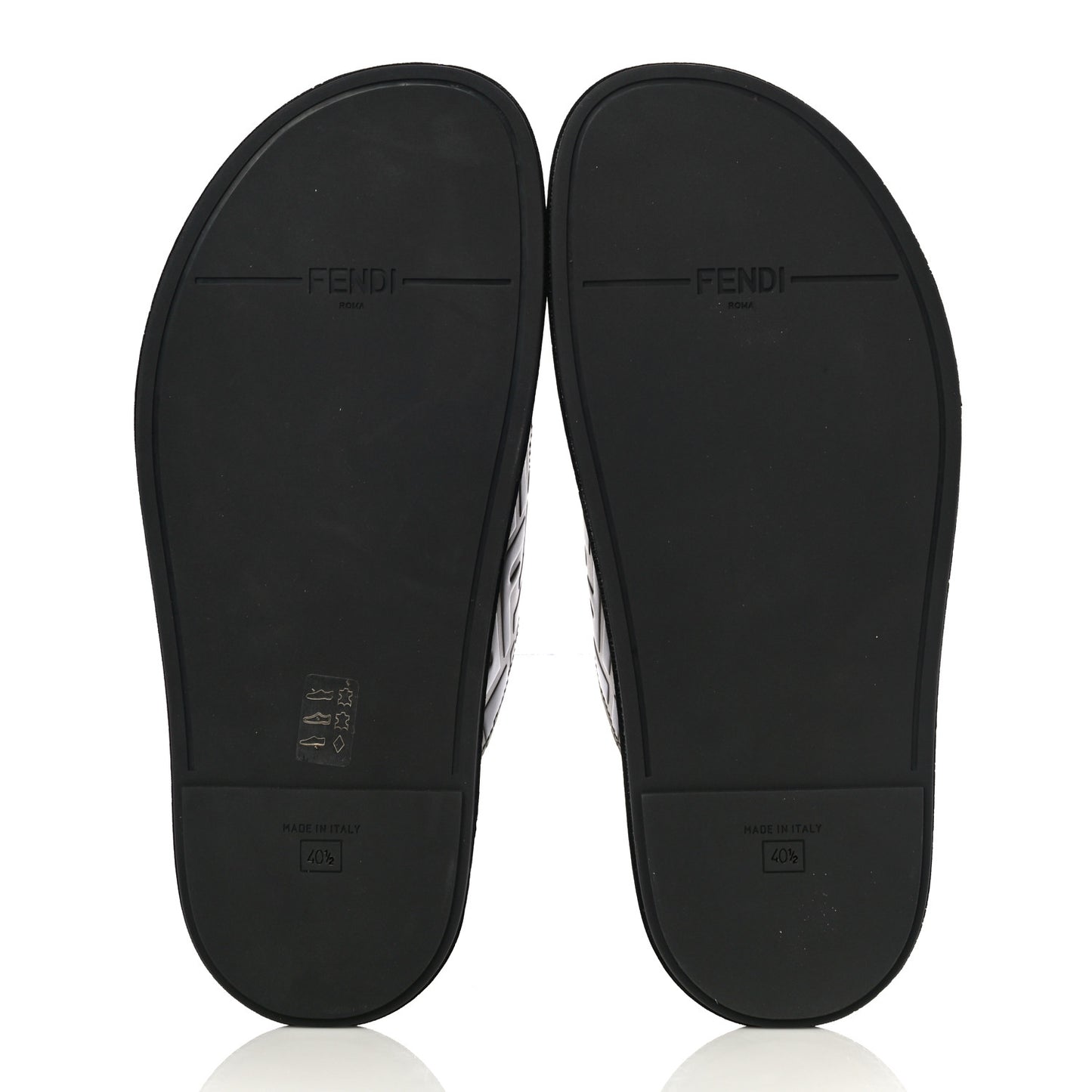 Calfskin FF Embossed Slide Sandals 40.5 Maya Black