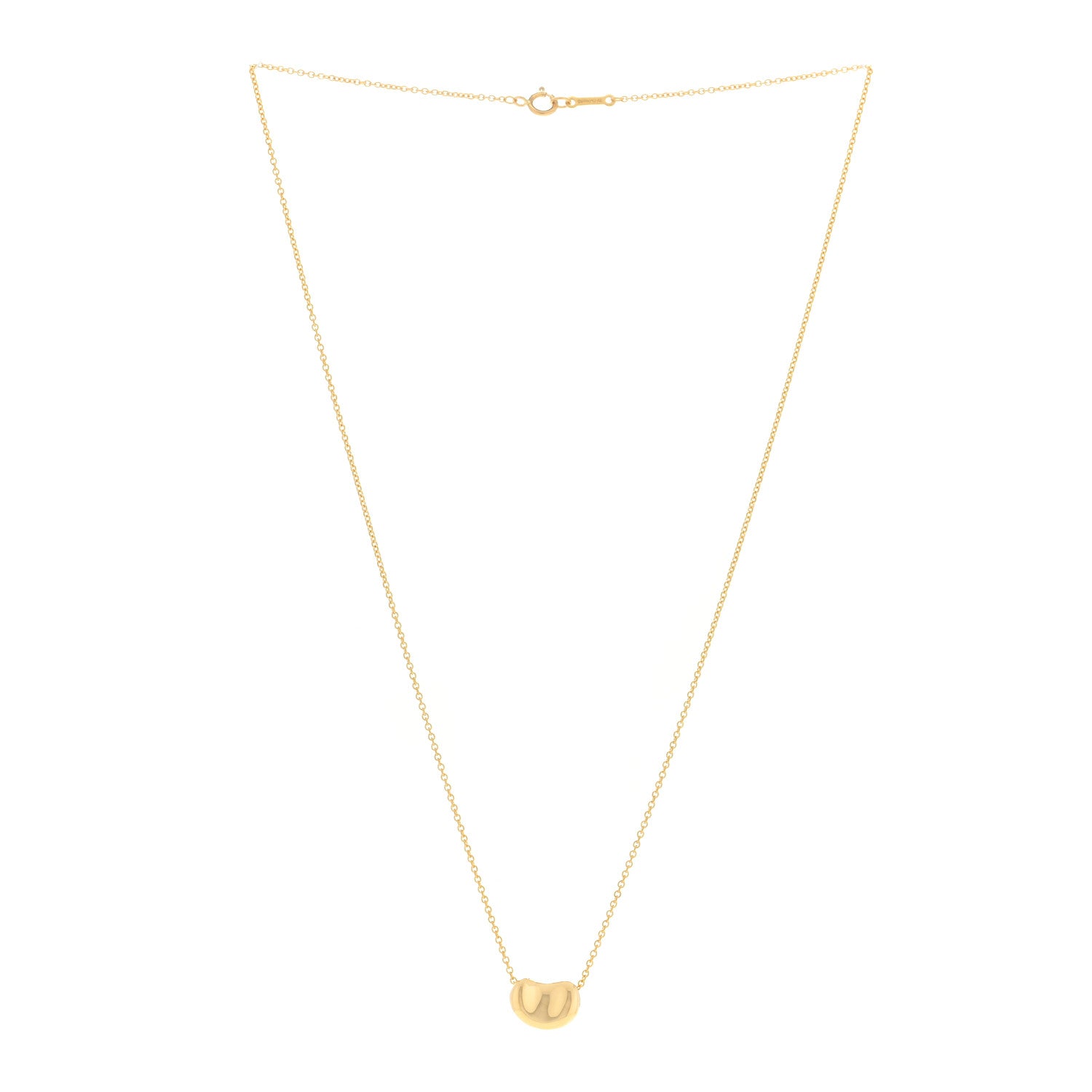 Tiffany 18K Yellow Gold 11mm Elsa Peretti Bean Pendant Necklace 1 of 4