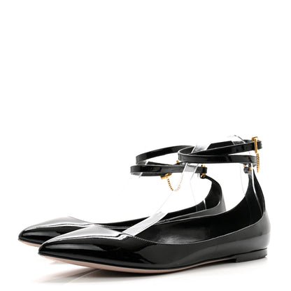 Valentino Garavani Patent Ballerina Ankle Strap Flats 41 Black 3 of 9
