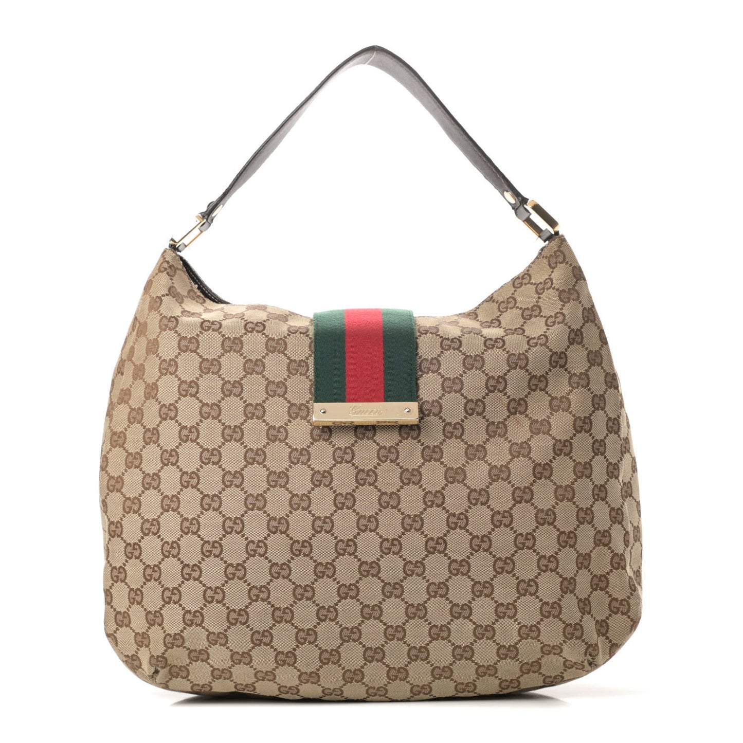 Monogram Large New Ladies Web Hobo Dark Brown