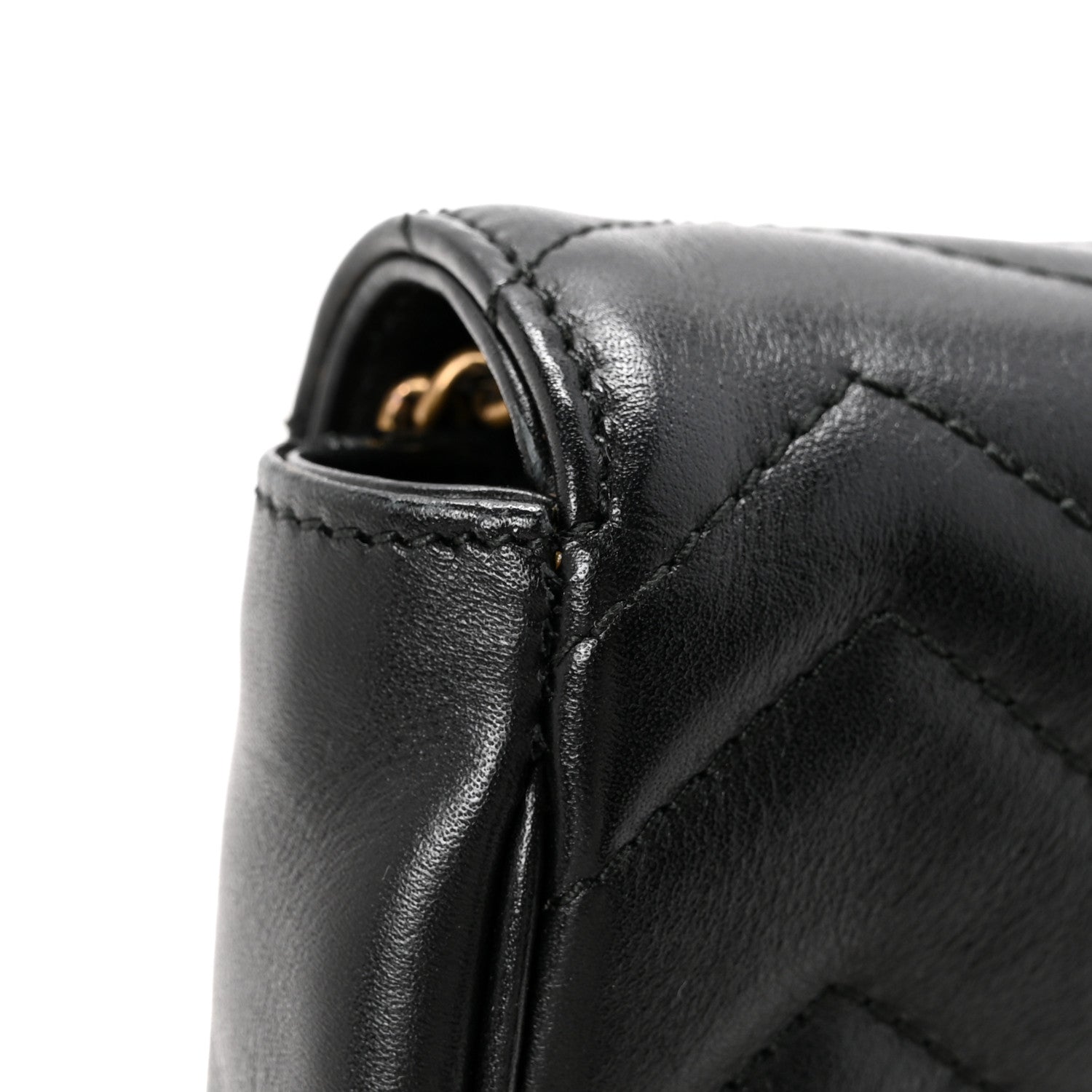 Gucci Calfskin Matelasse Super Mini GG Marmont Shoulder Bag Black 14 of 16