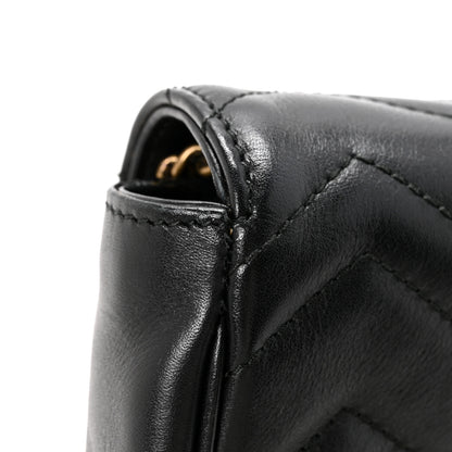 Gucci Calfskin Matelasse Super Mini GG Marmont Shoulder Bag Black 14 of 16