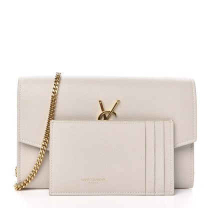 Saint Laurent Grain De Poudre Monogram Uptown Chain Wallet Dark Latte 11 of 12