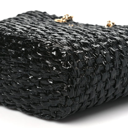 Dolce & Gabbana Vernice Vitello Raffia Woven Coffa Tote Black 8 of 8