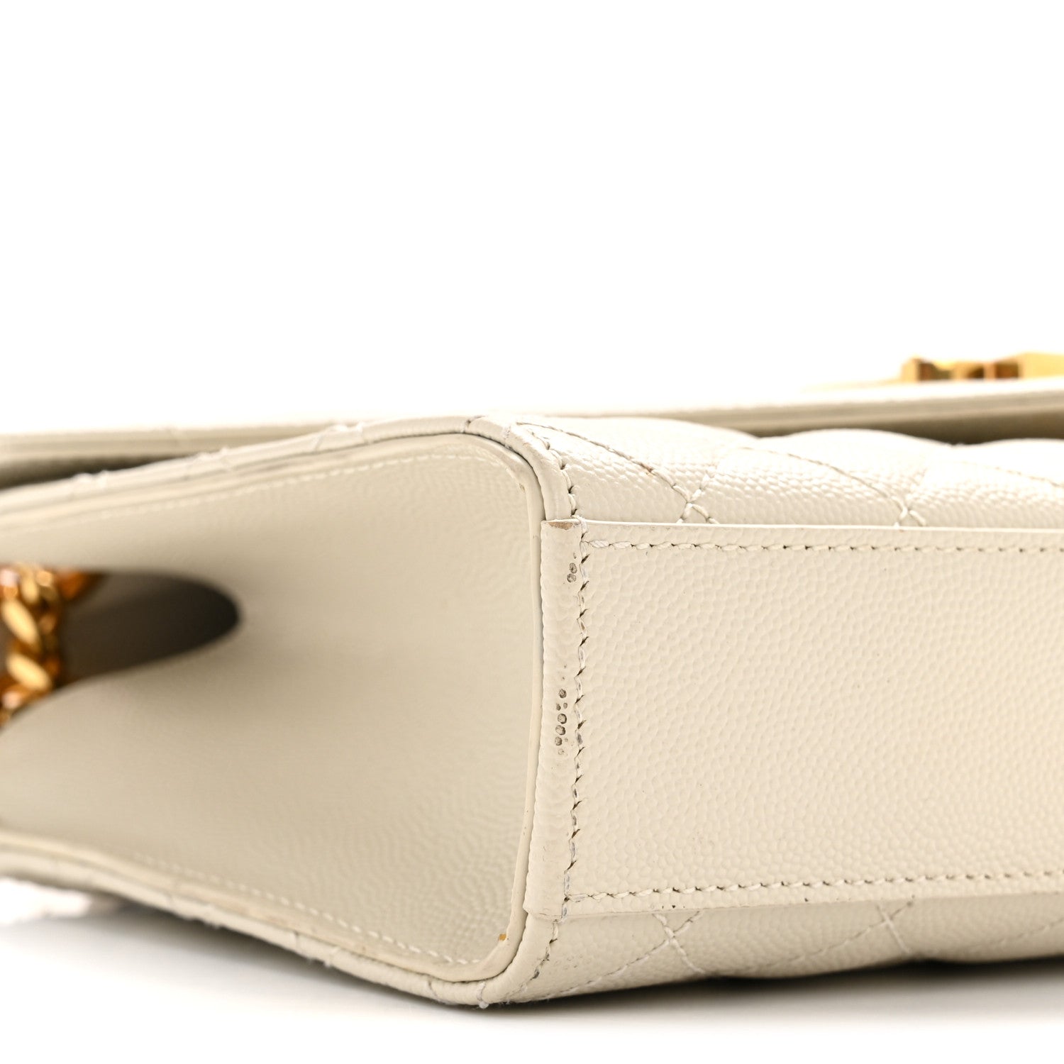 Saint Laurent Grain De Poudre Textured Mixed Matelasse Medium Triquilt Monogram Satchel Crema Soft 9 of 14