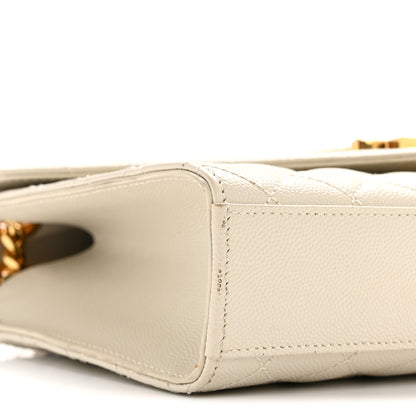 Saint Laurent Grain De Poudre Textured Mixed Matelasse Medium Triquilt Monogram Satchel Crema Soft 9 of 14