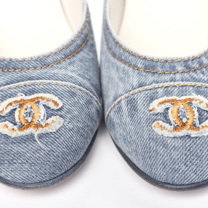 Chanel Denim CC Cap Toe Ballerina Flats 38.5 Light Blue 12 of 12