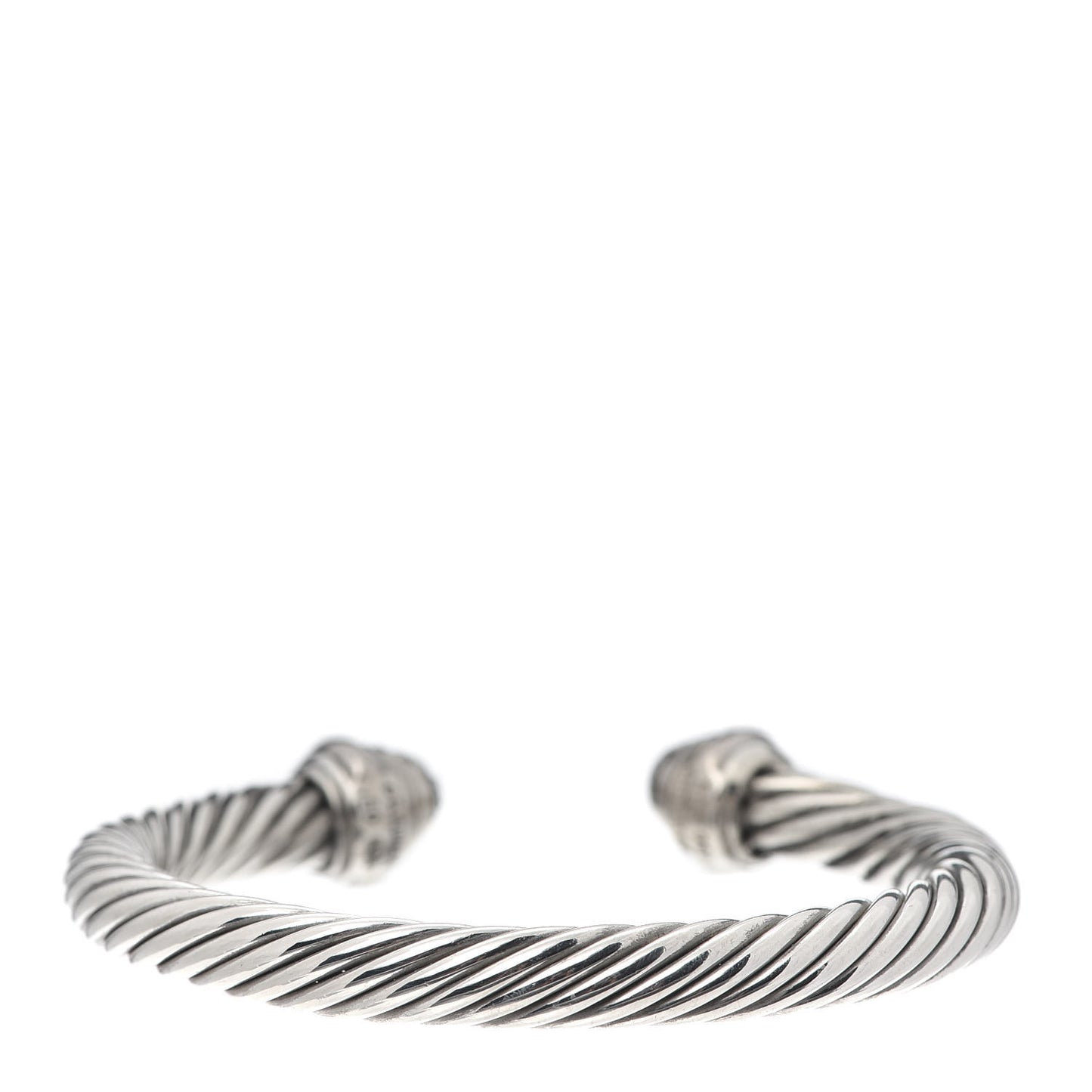 Sterling Silver 18K White Gold Pave Diamond 7mm Cable Classics Bracelet