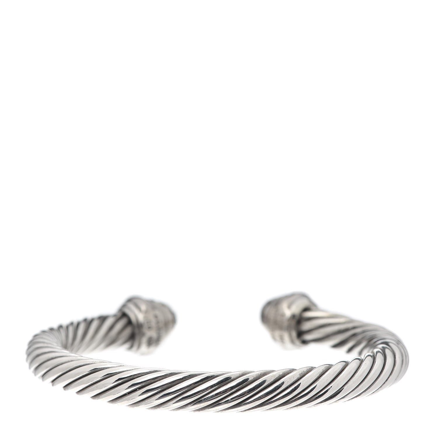 David Yurman Sterling Silver 18K White Gold Pave Diamond 7mm Cable Classics Bracelet 3 of 5