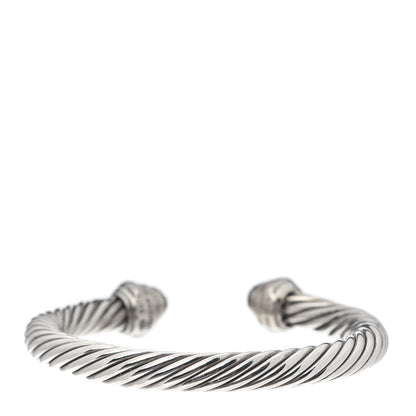 David Yurman Sterling Silver 18K White Gold Pave Diamond 7mm Cable Classics Bracelet 3 of 5