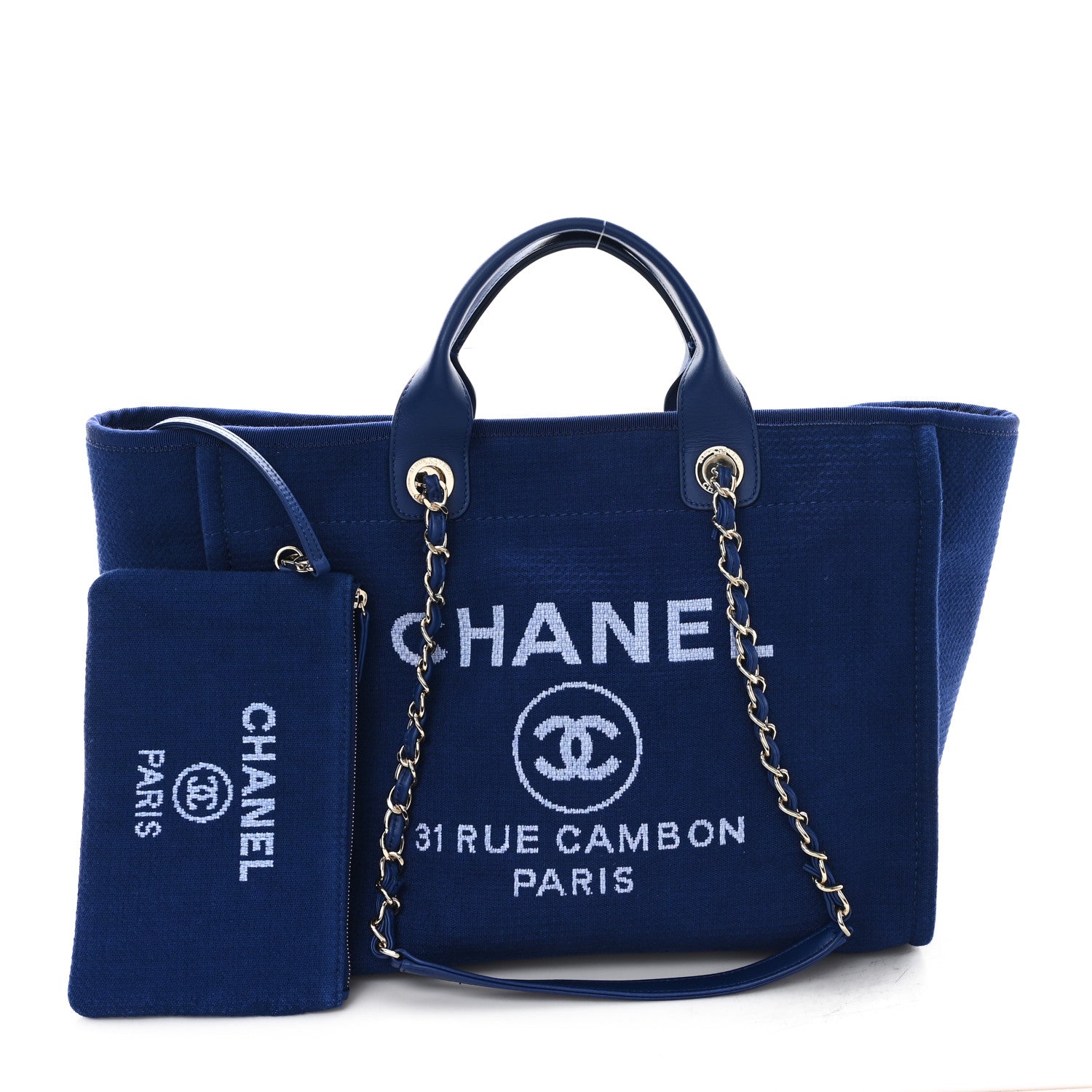 Chanel Mixed Fibers Medium Deauville Tote Blue 3 of 12