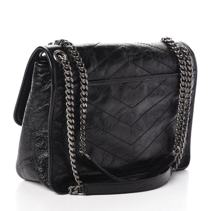Saint Laurent Crinkled Calfskin Matelasse Monogram Medium Niki Chain Satchel Black 3 of 10
