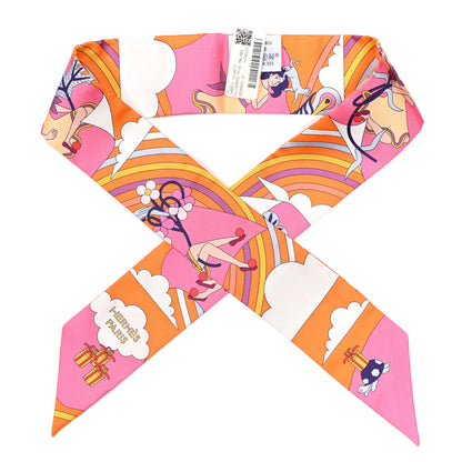 Hermes Silk Carres Volants Twilly Orange Rose Malaba 1 of 4
