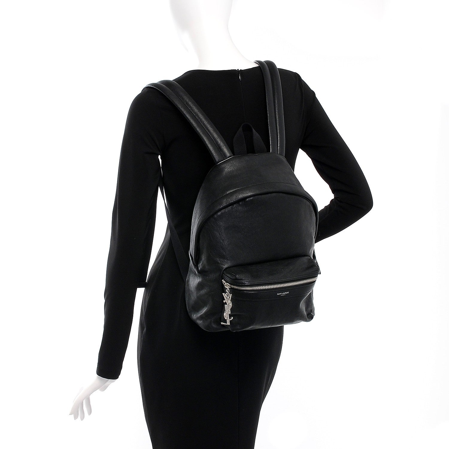 Saint Laurent Lambskin Mini City Backpack Black 2 of 7
