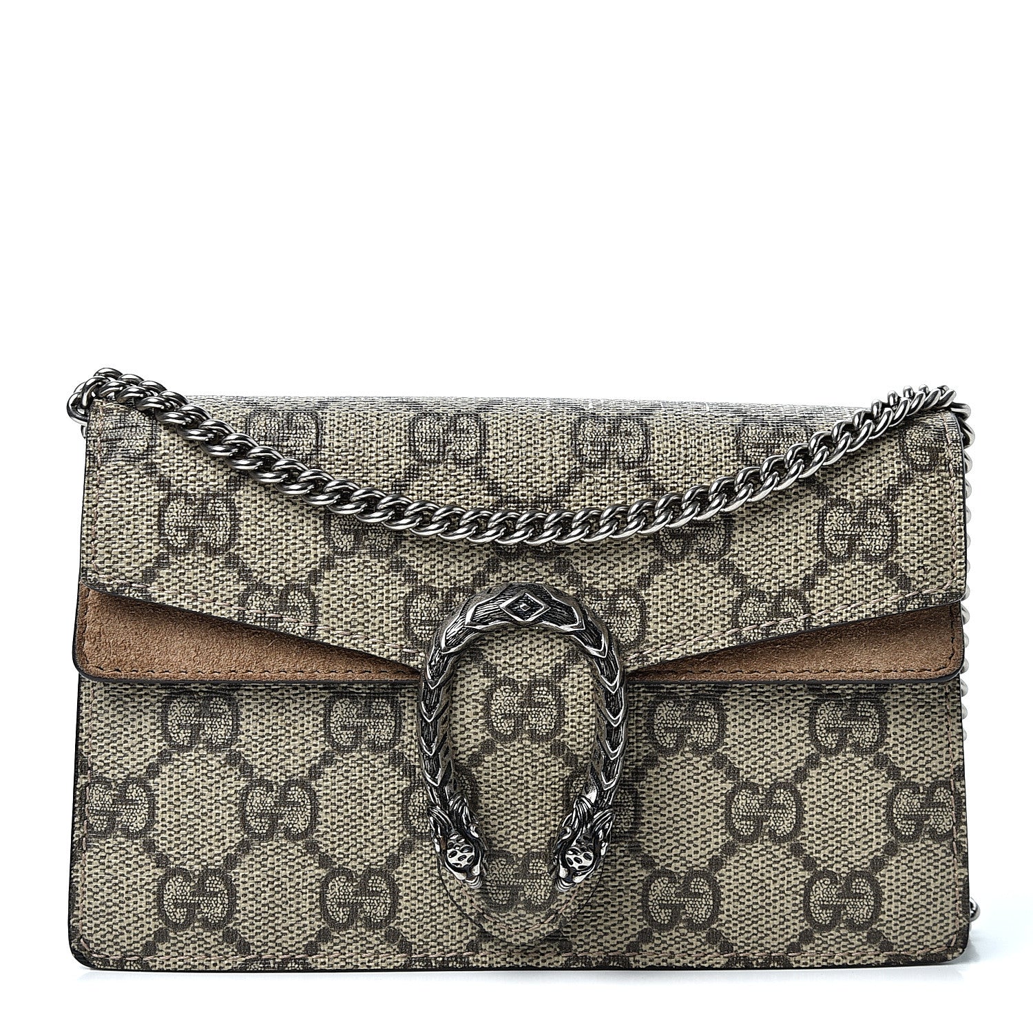 Gucci GG Supreme Monogram Super Mini Dionysus Shoulder Bag Taupe 1 of 9