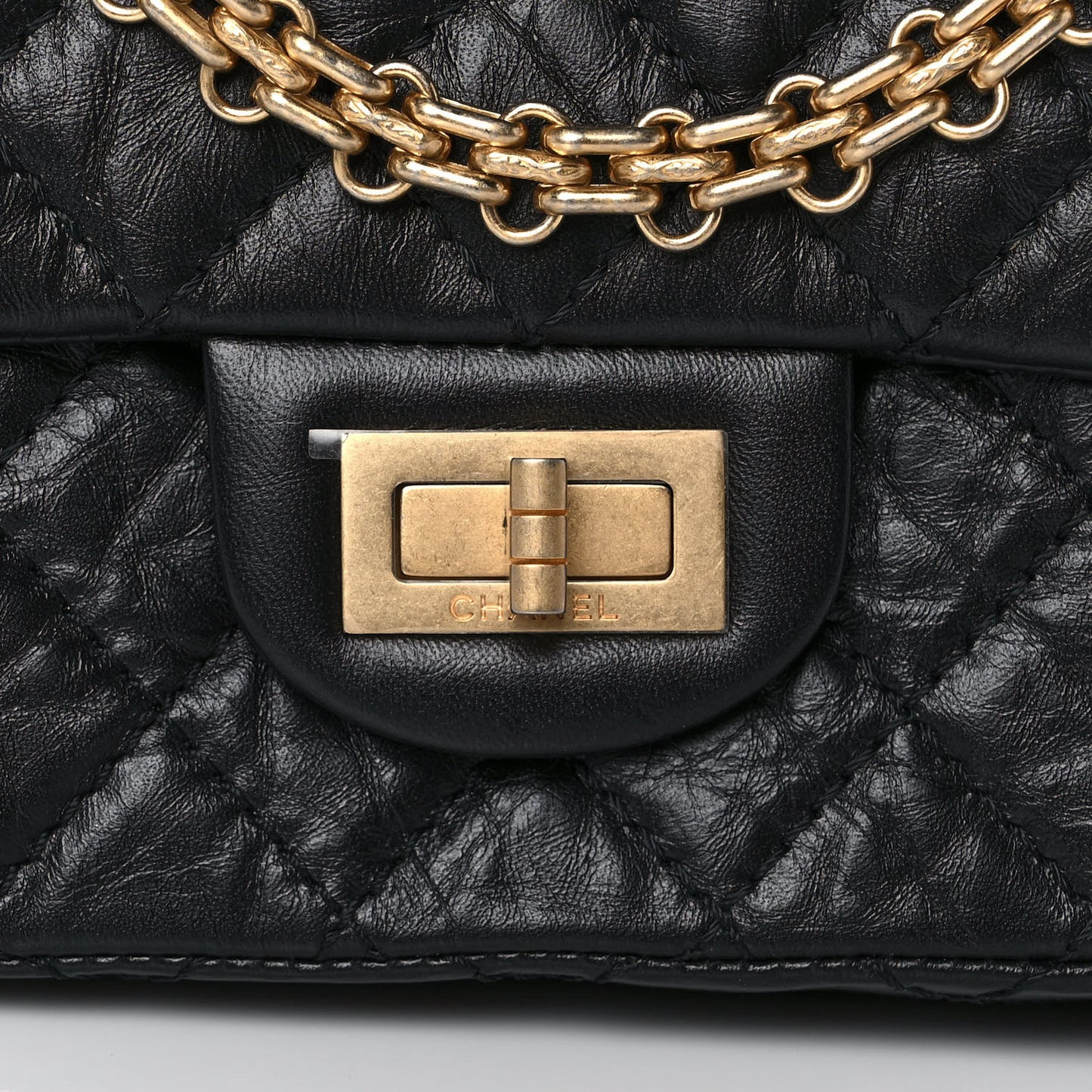Aged Calfskin Quilted 2.55 Reissue Mini Flap Black