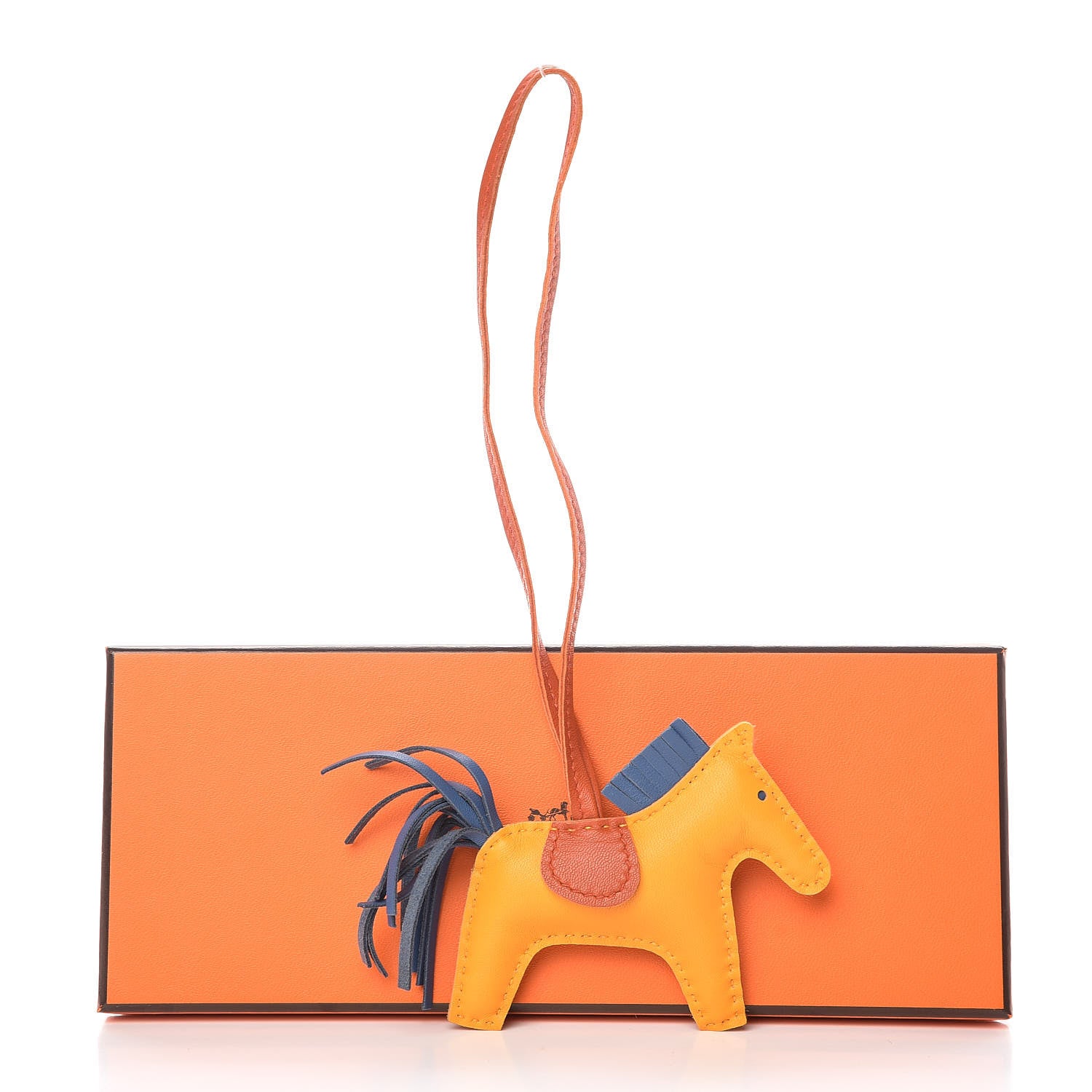 Hermes Milo Lambskin Grigri Rodeo Horse Bag Charm PM Jaune D'Or Bleu Agate Cornaline 4 of 4