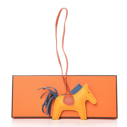 Hermes Milo Lambskin Grigri Rodeo Horse Bag Charm PM Jaune D'Or Bleu Agate Cornaline 4 of 4