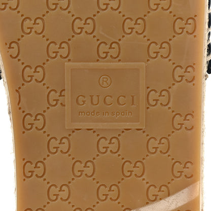 Gucci Macrochet Raffia Logo Flat Slide Espadrille Sandals 38 Blue Great White 9 of 13