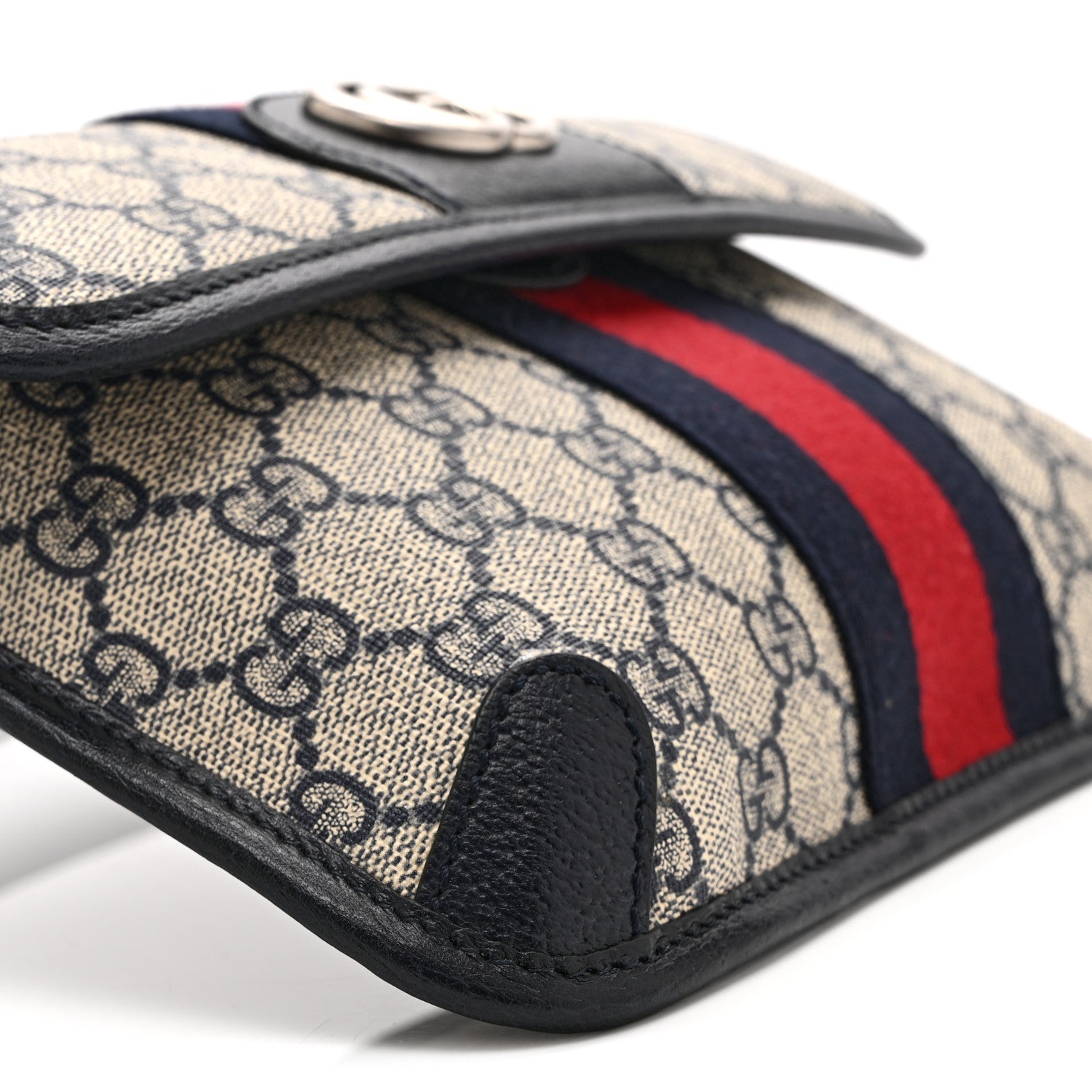 Gucci GG Supreme Monogram Web Small Ophidia Belt Bag 90 36 Beige Navy 9 of 10