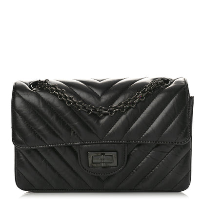 Chanel Aged Calfskin Chevron Quilted 2.55 Reissue Mini Flap So Black 2 of 19