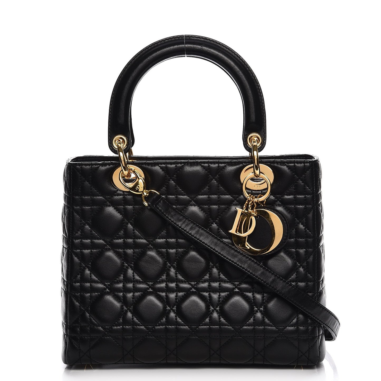 Lambskin Cannage Medium Lady Dior Black