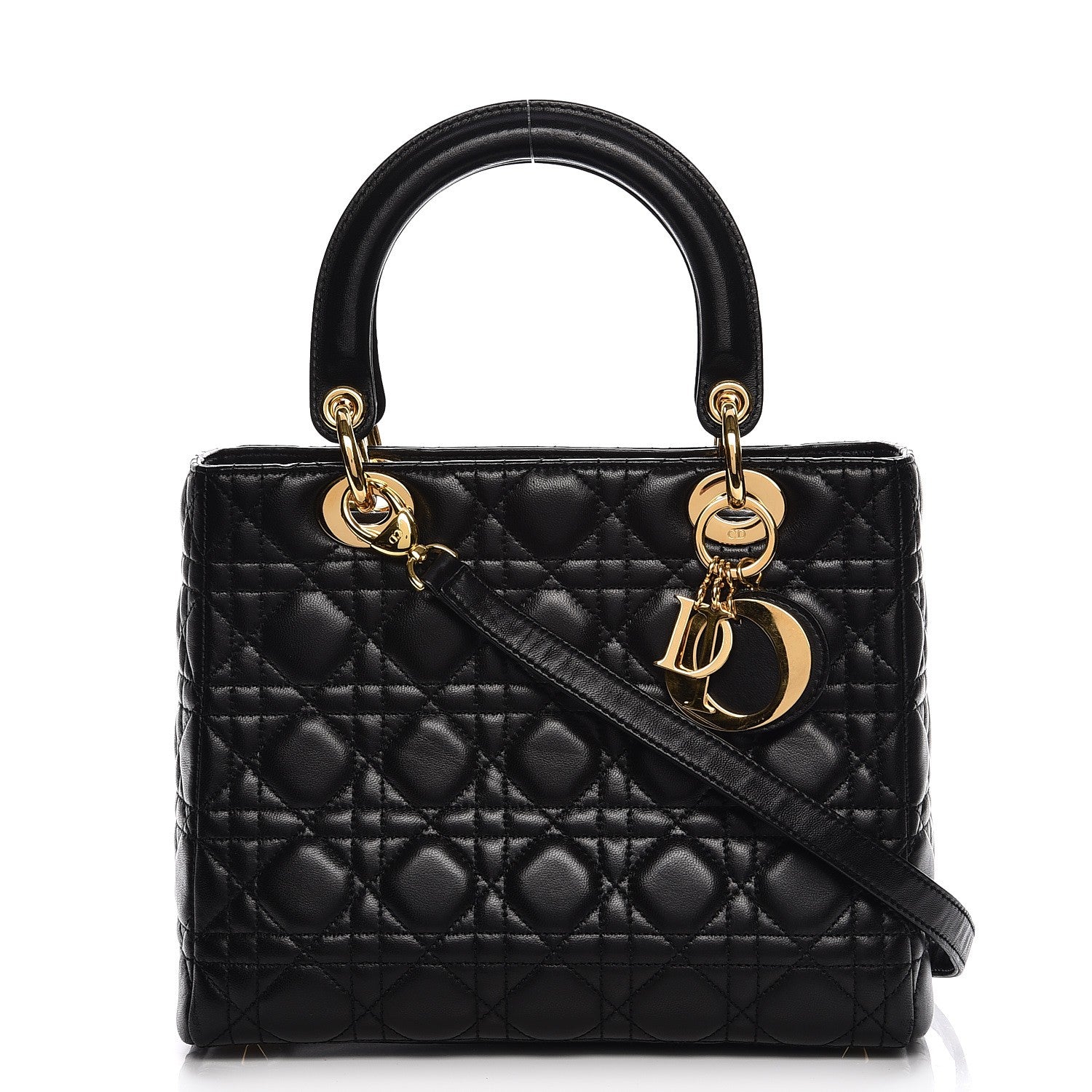 Christian Dior Lambskin Cannage Medium Lady Dior Black 1 of 10
