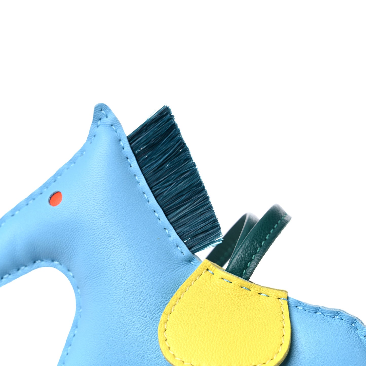 Milo Lambskin Horse Hair Grigri Rodeo Horse Bag Charm MM Bleu Celeste Lime Malachite