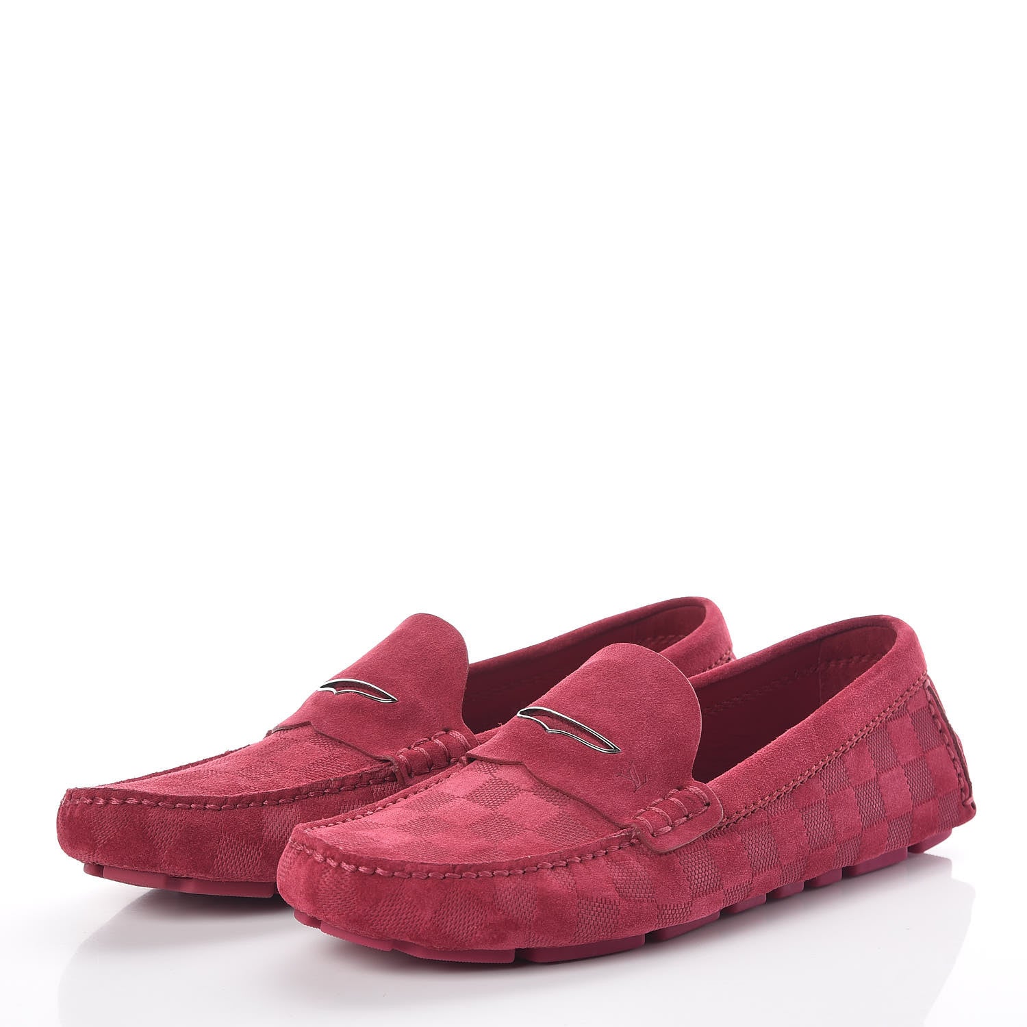Louis Vuitton Damier Infini Mens Hockenheim Moccasin Loafers 6.5 Fuchsia 3 of 9