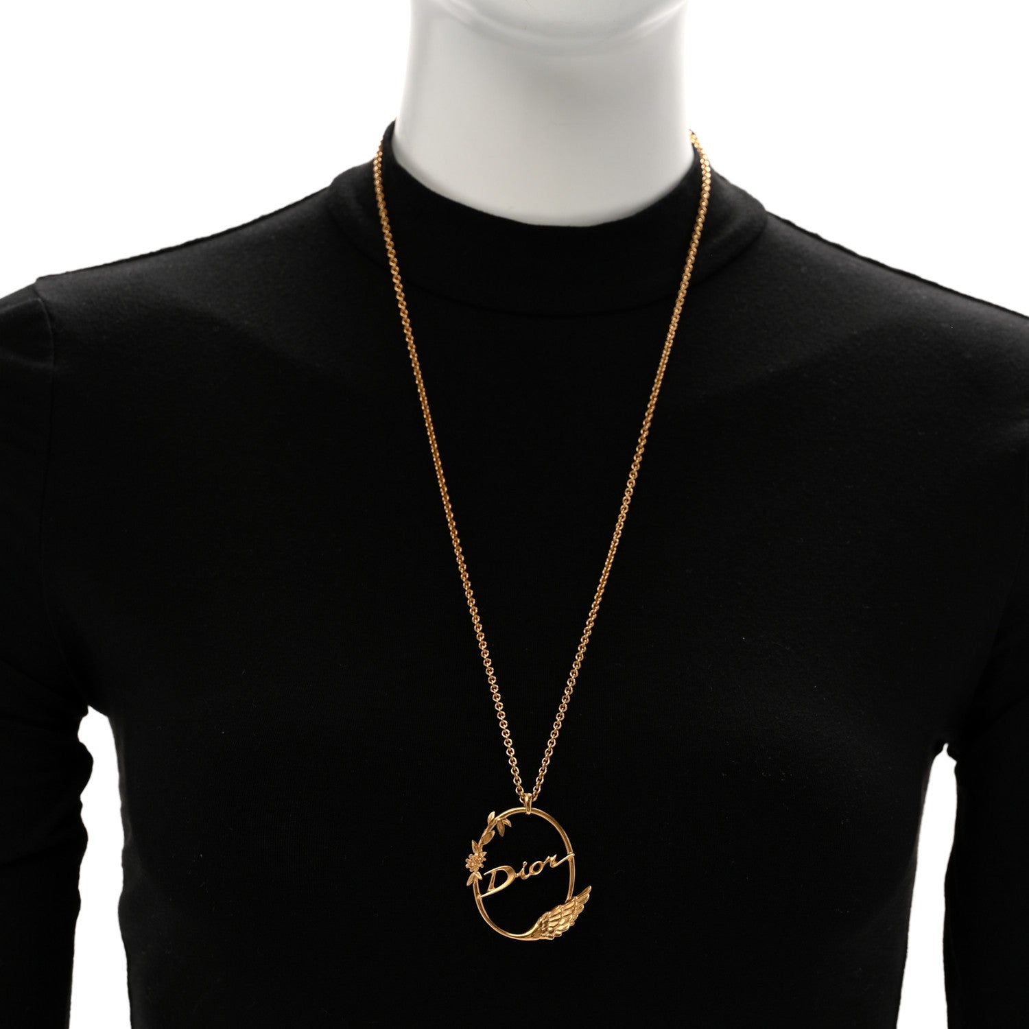 Christian Dior Circle Pendant Long Necklace Gold 2 of 5