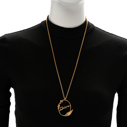 Christian Dior Circle Pendant Long Necklace Gold 2 of 5