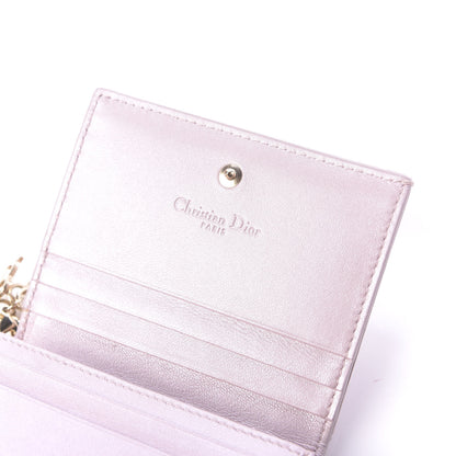 Christian Dior Metallic Lambskin Cannage Mini Lady Dior Wallet Lotus 5 of 9