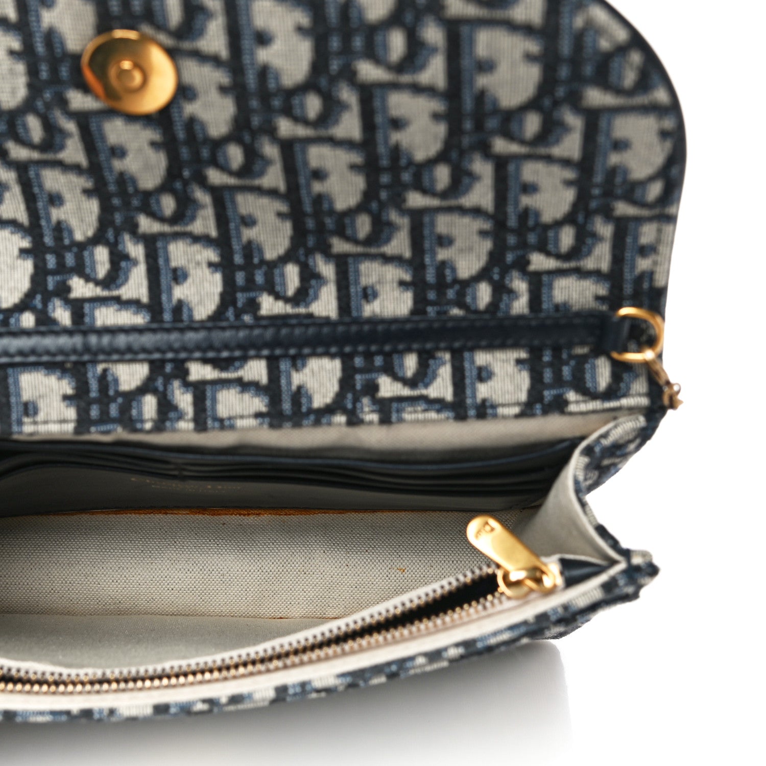 Christian Dior Oblique Saddle Chain Pouch Blue 5 of 10
