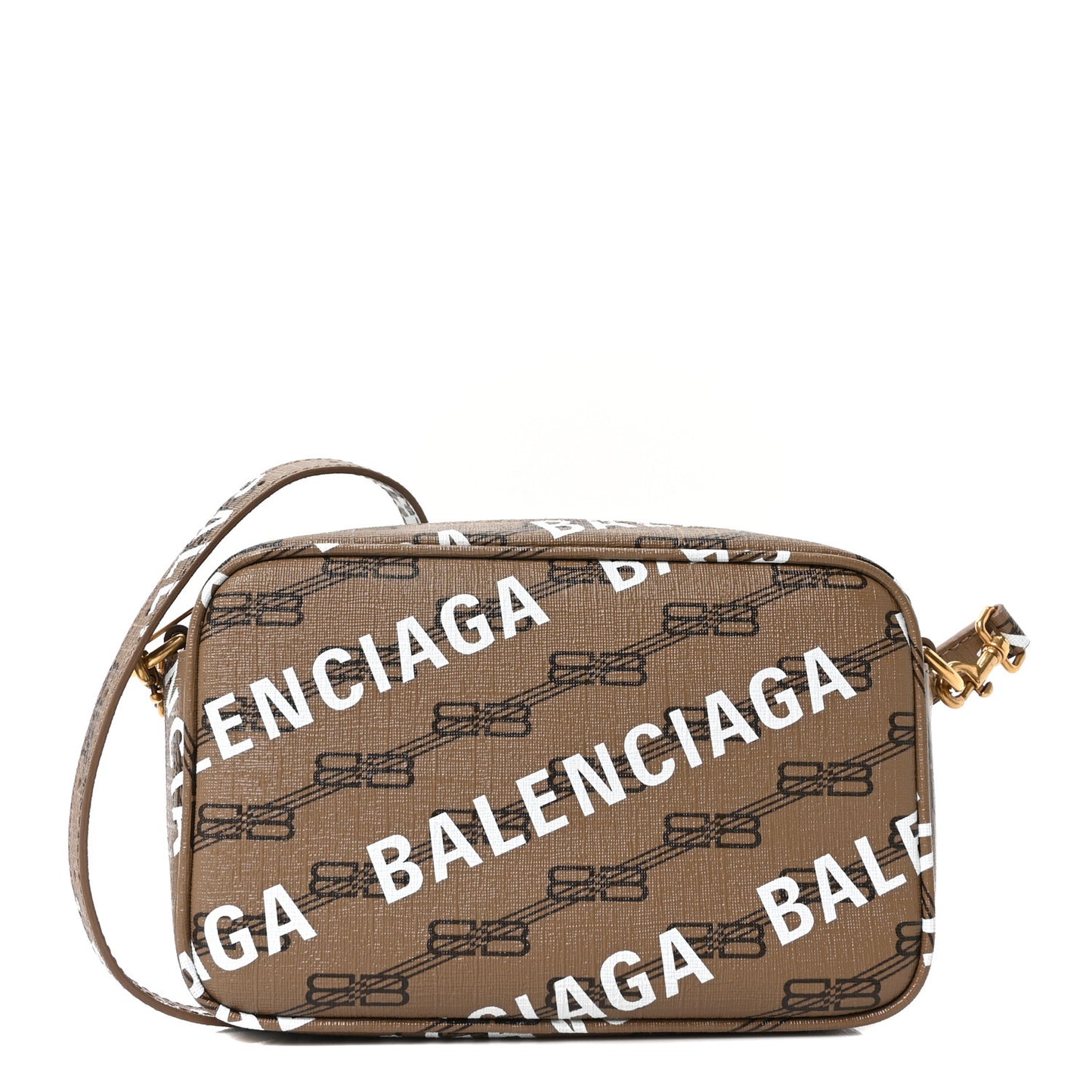 Coated Canvas BB Monogram Allover Logo Small Camera Bag Beige Brown Black