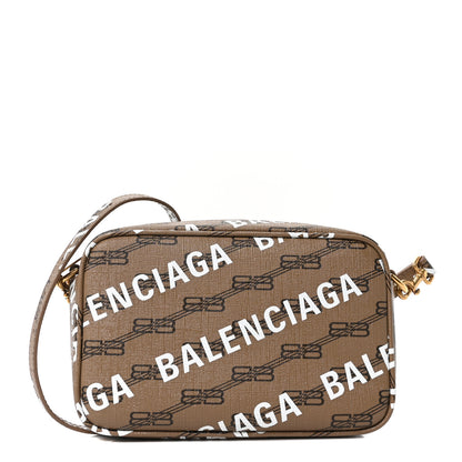 Balenciaga Coated Canvas BB Monogram Allover Logo Small Camera Bag Beige Brown Black 1 of 10