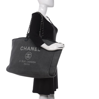 Chanel Canvas Extra Large Deauville Tote Grey 2 of 10