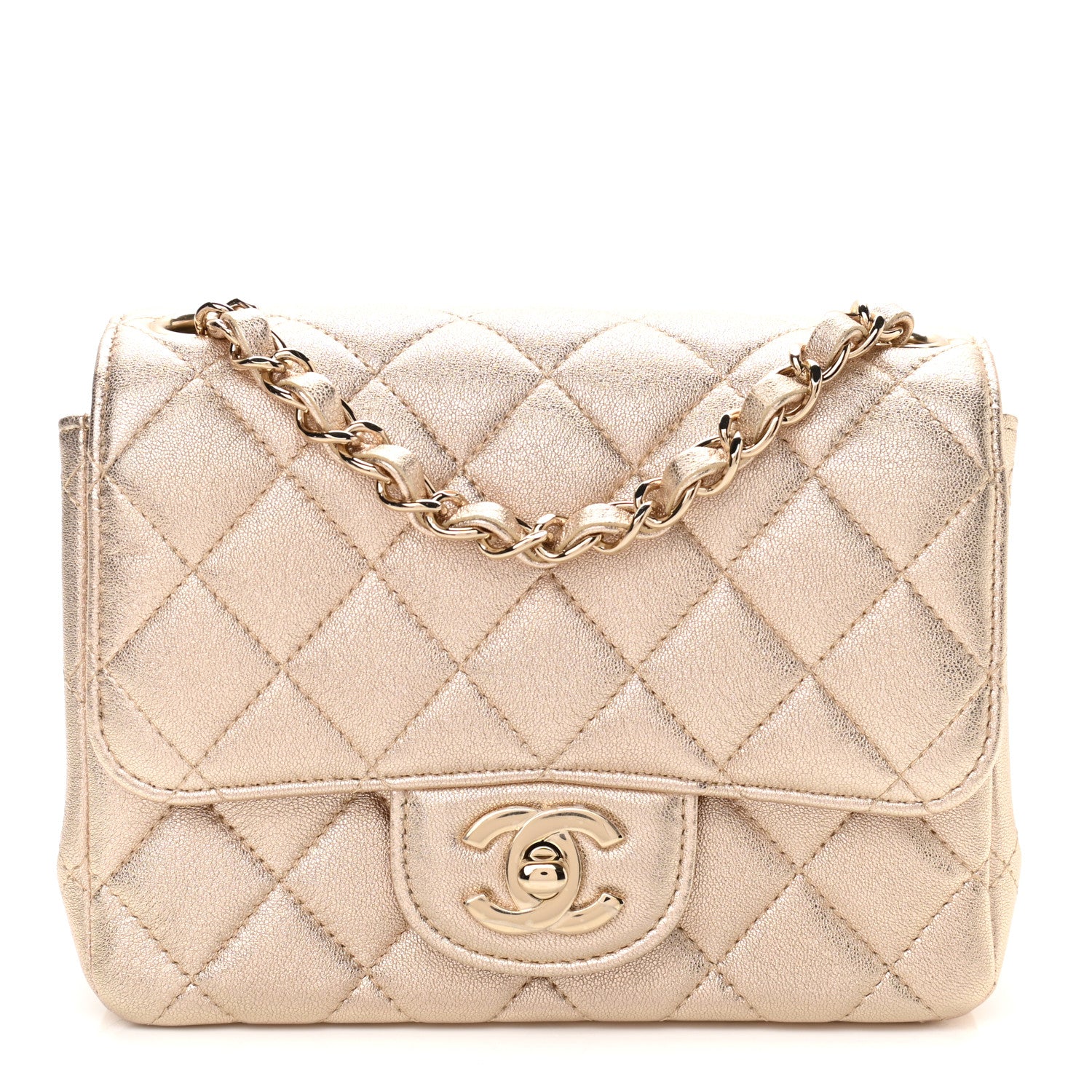 Chanel Metallic Lambskin Quilted Mini Square Flap Gold 1 of 9