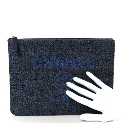 Chanel Woven Straw Raffia Medium Deauville Cosmetic Pouch Black 2 of 11